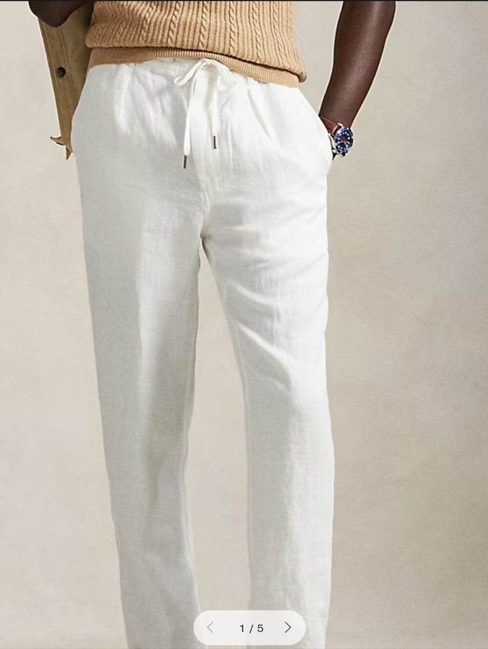 Polo Ralph Lauren Pants White Drawstring Tapered Men Size W33 L34 (Fits Like 29) - Picture 3 of 16